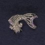 Fish Brooch with Rainbow Crystals, Silver-Colored Metal, Diameter 28×18 mm +
