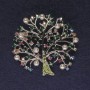 Brooch Tree with Crystals and Pearls, Silver-Colored Metal, 46mm Diameter +