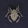 Spider Brooch with White Crystals, Silver-Toned Metal 29x29 mm+