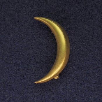 Moon Brooch, matte gold color, golden metal, 34mm+