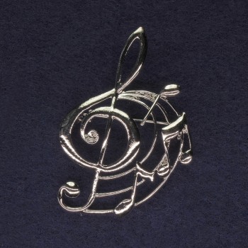 Brooch 'Treble Clef' in silver-tone metal 49x34 mm+