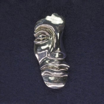 Brooch Accent Face Matte Silver 55×24 mm ± Silver-Toned Metal