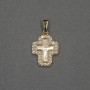 Cross pendant with mother-of-pearl inlay 13×15×18×2.5 mm - golden-toned metal