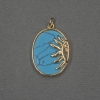 Sun Pendant with Turquoise Inlay (pressed) 17x20x24x3mm ± gold-tone metal