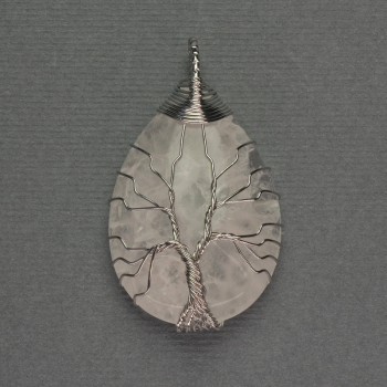 Drop Pendant with Rock Crystal 24x35x48 mm - braided silver metal