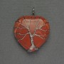 Heart Pendant with Red Jasper, 31x31x38 mm - silver-plated metal weave