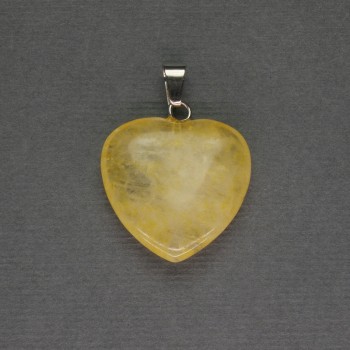 Citrine Heart Pendant 20x20x25mm +/- Silvery Metal