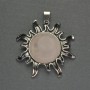 Pendant Sun Pink Quartz 42mm+-, length 48mm+-, Silver-Toned Metal