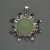 Pendant Sun nephrite natural stone, diameter 42mm ±, length 48mm ± silver-toned metal