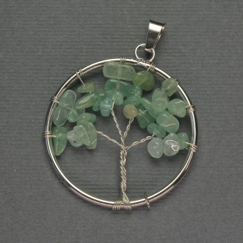 Pendant Tree of Life Jade, natural stone, diameter 36mm±, length 47mm±