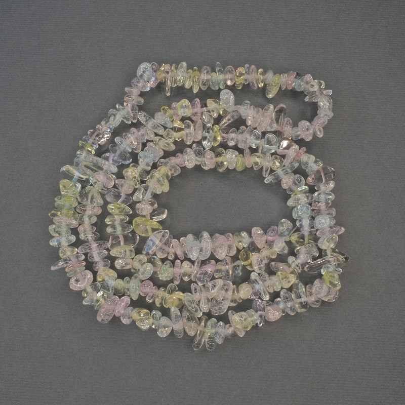 Assorted beads on a beading thread, tiny, diameter 6–10×2–4 mm, length 80 cm+