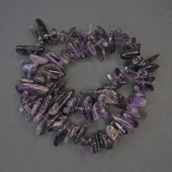 Amethyst chip beads 14-20×3-6 mm on a beading thread, length 40 cm+