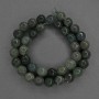 Beads of Green Jasper, Faceted Round Bead, 10 mm diameter ±, on a thread, 37 cm length ±