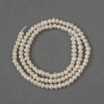 Natural freshwater pearl beads 3x4 mm, 35 cm long on thread