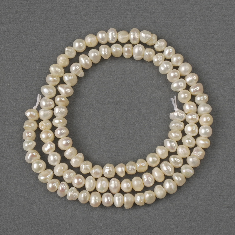 Beads from natural river pearls 4x5 mm, 36 cm long on a thread