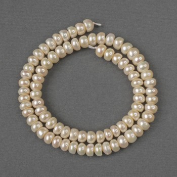 Natural freshwater pearl beads 8x6.5 mm, length 36 cm, on thread