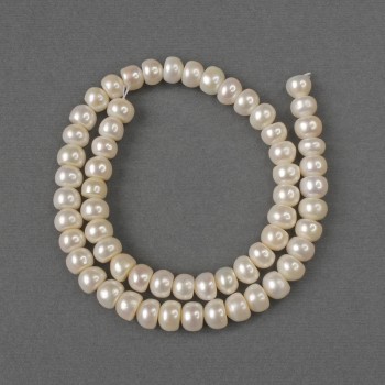 Natural freshwater pearl beads 7–7.5 × 5 mm, 38 cm length on a thread
