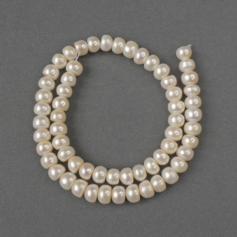 Natural freshwater pearl beads 7–7.5 × 5 mm, 38 cm length on a thread
