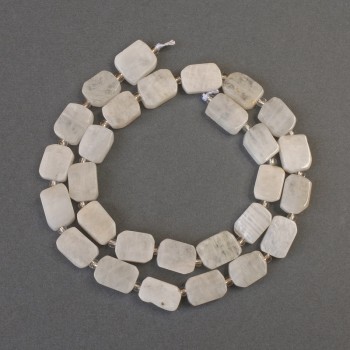 Moonstone adularia beads, rectangular-cut, 10-12×9 mm +/-, with 3 mm seed beads +/-, length 39 cm +/- on thread
