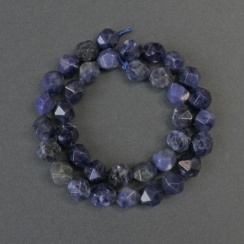 Sodalite beads, faceted, 10x8 mm, 36 cm length ± on thread