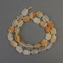 Beads of Yellow Fire Quartz, cut rectangular, 11-14×7-10 mm ±, with 3 mm seed beads ±, 39 cm length on thread