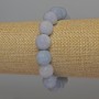 Aquamarine bracelet with smooth beads, 12 mm diameter, 18 cm length, stretch