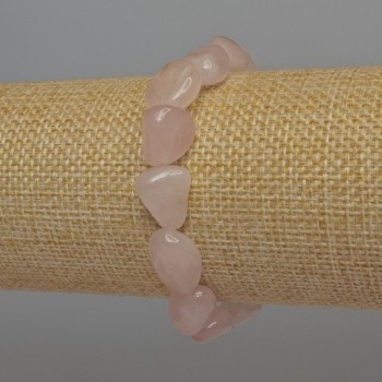 Pink Quartz Faceted Bead Bracelet, 12x10 mm, 18 cm length, stretch
