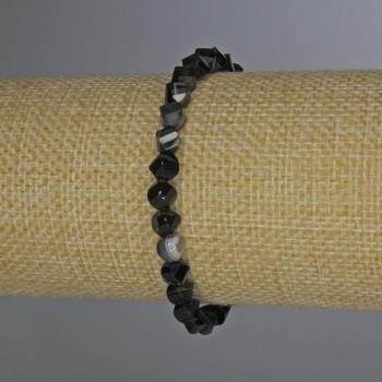 Faceted Agate Bracelet in Diamond Shapes, 6x5 mm, 18 cm Length, Elastic