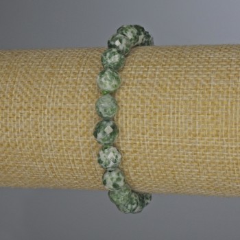 Bracelet with Moss Agate Faceted Beads, 8 mm diameter, 18 cm length, stretch