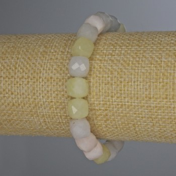 Morganite Bracelet with Faceted Cubes, 9x9 mm, 18 cm Length, Stretch