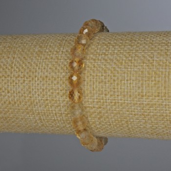 Citrine bracelet with faceted beads, 7 mm diameter, 18 cm length, stretch
