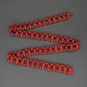 Coral Beads, Double-Strand Rice-Shaped 13×5 mm, Smooth 4 mm Beads, 40 cm on Thread