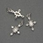 Pendant 'Cross' with white crystals, silver-colored metal, diameter 16×10 mm, length ~20 mm