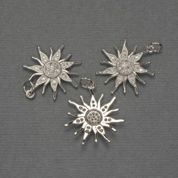 Кулон Зірка білі стрази сріблястий метал, діаметр 20мм+-, довжина 25мм+
