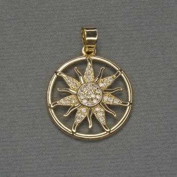 Star Pendant with White Crystals, Golden Metal