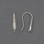 Ear Wires for Earrings with White Rhinestones, Silver-Tone Metal, 18x3 mm, Pair
