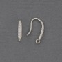 Ear hooks for earrings with white crystals, silver-tone metal, 17×2.5 mm — pair