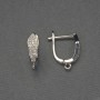 Silver-tone earring hooks with white rhinestones 16×5 mm - pair