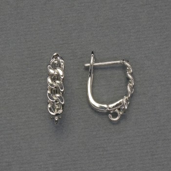 Earring hooks made of silvery metal 18×4 mm - pair