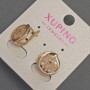 Xuping Earrings with White Crystals, 14 mm diameter, 14 mm length, 18K Gold Plating