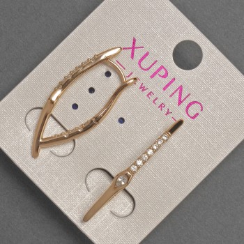 Xuping Earrings with White Crystals, diameter 2–3 mm, length 32 mm, 18K Gold Plating