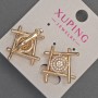 Xuping Earrings with White Crystals, Diameter 22 mm, Length 22 mm, 18K Gold Plating