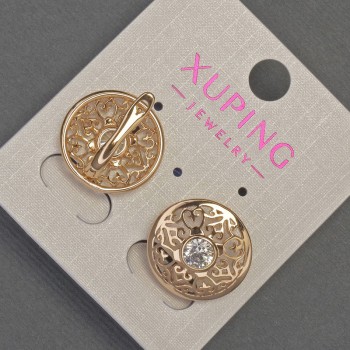 Xuping Earrings with White Crystals, 17 mm diameter ±, 17 mm length ±, 18K Gold Plating