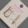 Xuping Earrings with White Crystals, 5mm Diameter, 22mm Length, 18K Gold Plating