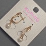 Xuping Earrings with White Crystals and Majorca Pearl, 6 mm Diameter, 27 mm Length, 18K Gold Plating
