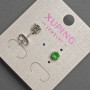 Xuping Ball Stud Earrings with Green Crystal, 5 mm Diameter, Rhodium-Plated