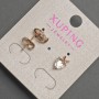 Xuping Heart-Shaped Stud Earrings with a White Crystal, 7×10 mm diameter, 18K Gold Plating