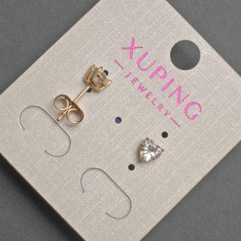 Xuping Heart-Shaped Stud Earrings with White Crystal, 5 mm Diameter, 18K Gold Plated