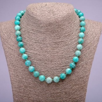 Amazonite natural stone necklace with smooth beads, diameter 10 mm (±), length 45 cm