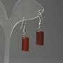 Carnelian Cylindrical Earrings, diameter 8×15 mm, length 37 mm